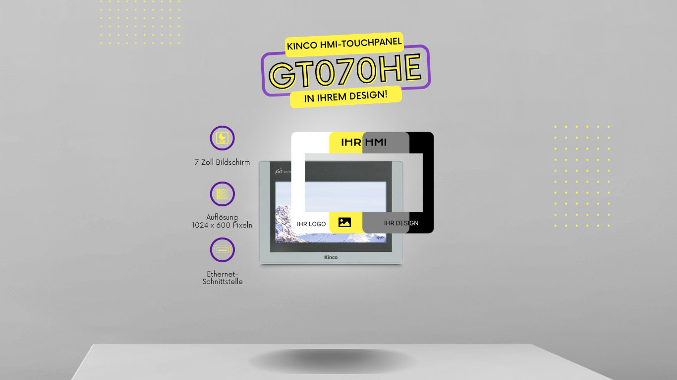 Individuell mit Ihrem LOGO: Kinco GT070HE 7" IoT Series Widescreen HMI-Touchpanel mit Ethernet