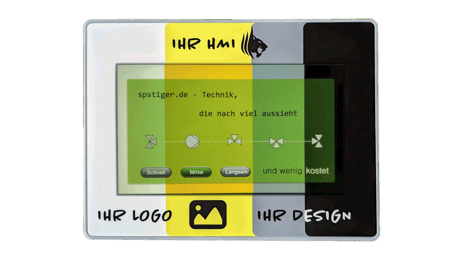 Muster-HMI mit speziell bedruckter Front als Leihgerät: Kinco GT070HE 7.MU.Ausschnitt Widescreen HMI-Touchpanel