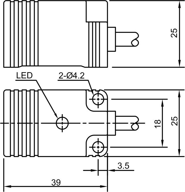 induktiver Näherungsschalter Lanbao LE25SN10 mit Kabel (PVC) - Schaltabstand 10 mm